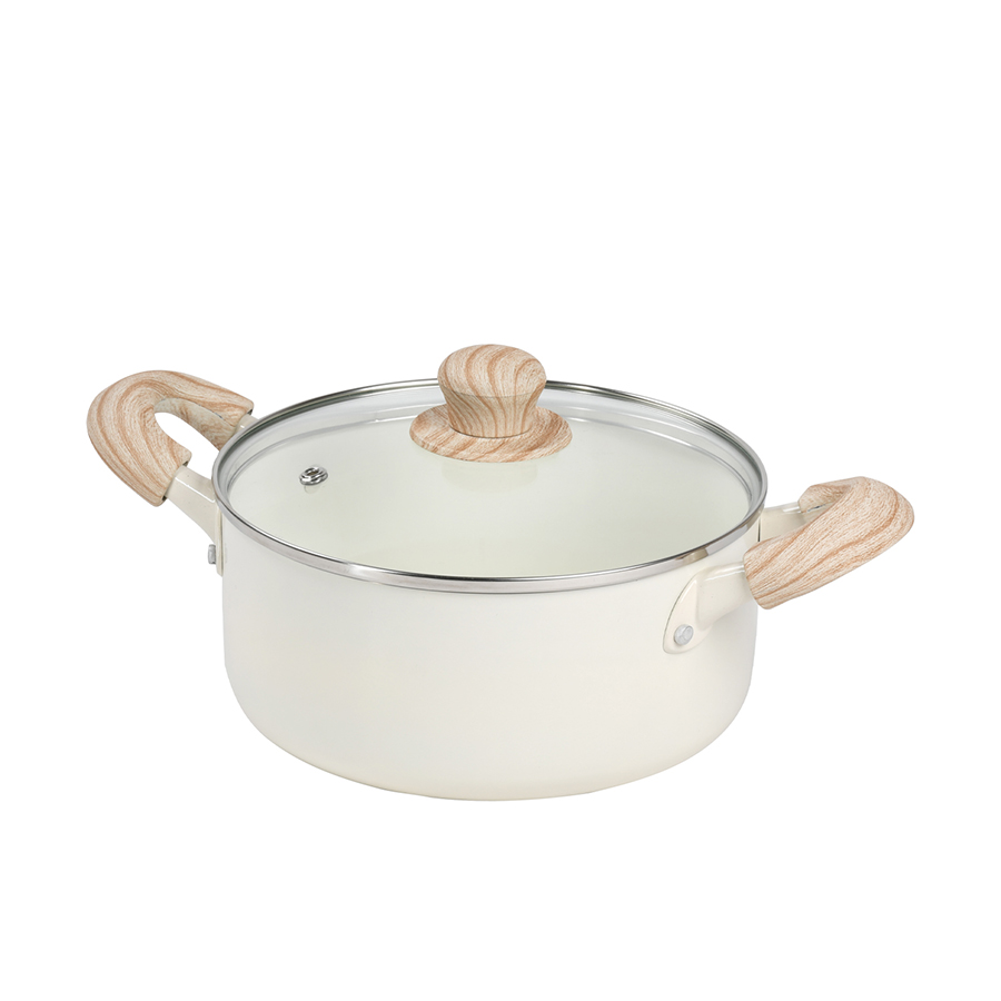 セラミール IH対応ガラス蓋付深型両手鍋20cm HC-871